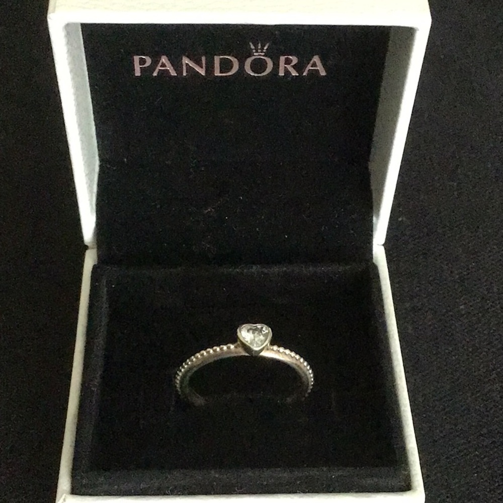 Pandora clear heart beaded ring